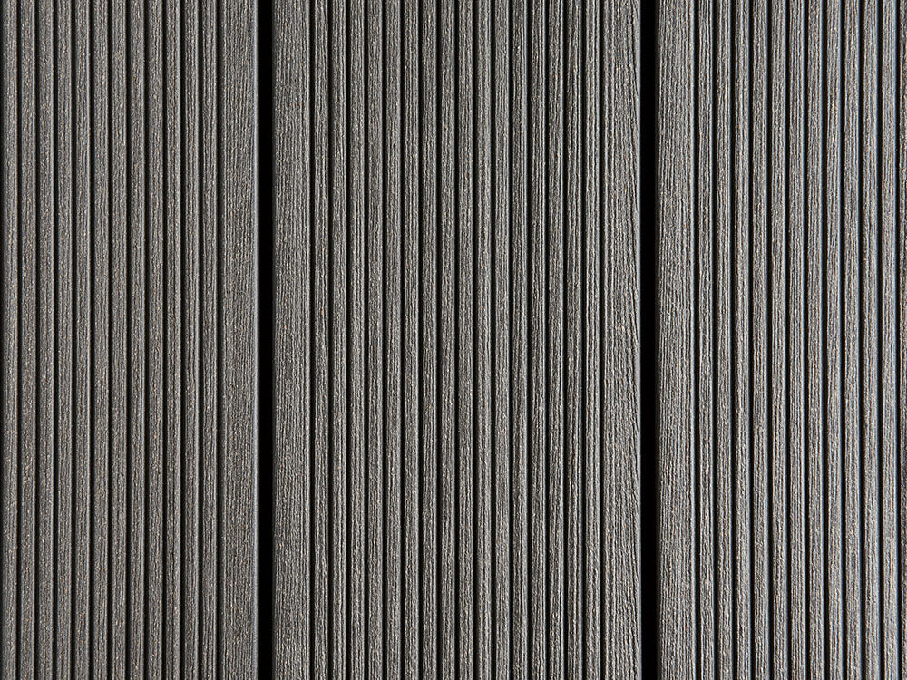 25x138 mm "Die Beliebte massiv", WPC Terrassendielen, beidseitig gebürstet, grob/fein, steingrau, Vollprofil,  BAZ