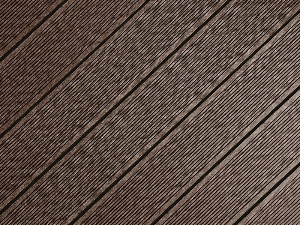 25x138 mm "Die Beliebte massiv", WPC Terrassendielen, beidseitig gebürstet, grob/fein, schwarzbraun, Vollprofil,  BAZ