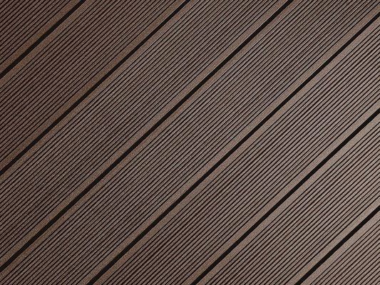 25x138 mm "Die Beliebte massiv", WPC Terrassendielen, beidseitig gebürstet, grob/fein, schwarzbraun, Vollprofil,  BAZ