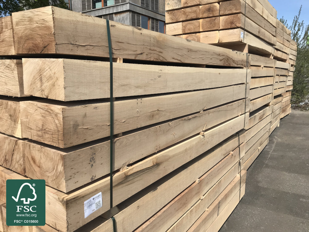 Eiche Gartenschwellen, 150x260 mm, AD, sägerau, Länge: 2,60 m