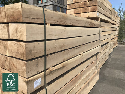 Eiche Gartenschwellen, 150x260 mm, AD, sägerau, Länge: 2,60 m