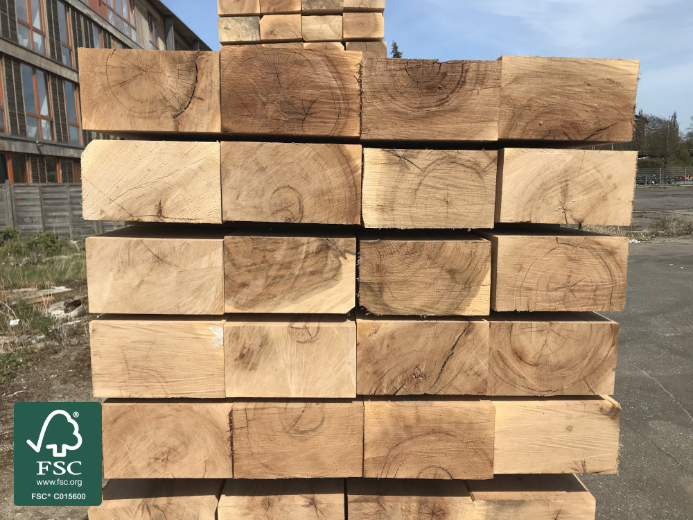 Eiche Gartenschwellen, 150x260 mm, AD, sägerau, Länge: 2,60 m