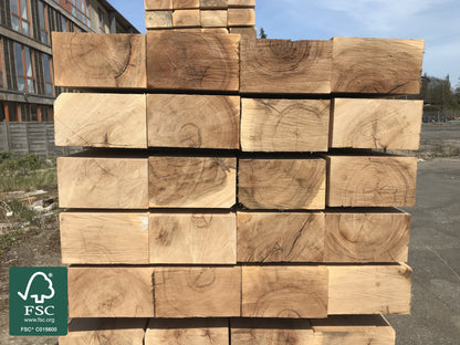 Eiche Gartenschwellen, 150x260 mm, AD, sägerau, Länge: 2,60 m