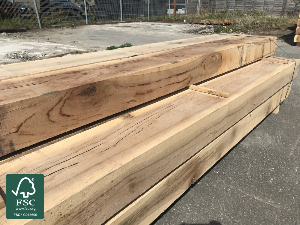 Eiche Gartenschwellen, 150x260 mm, AD, sägerau, Länge: 2,60 m