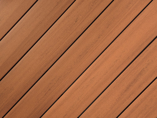 19x140 mm "Die Smarte Naturlinie", WPC, bernsteinbraun, geprägte Oberfläche, ungebürstet