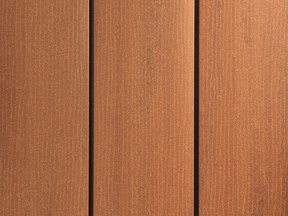 19x140 mm "Die Smarte Naturlinie", WPC, bernsteinbraun, geprägte Oberfläche, ungebürstet