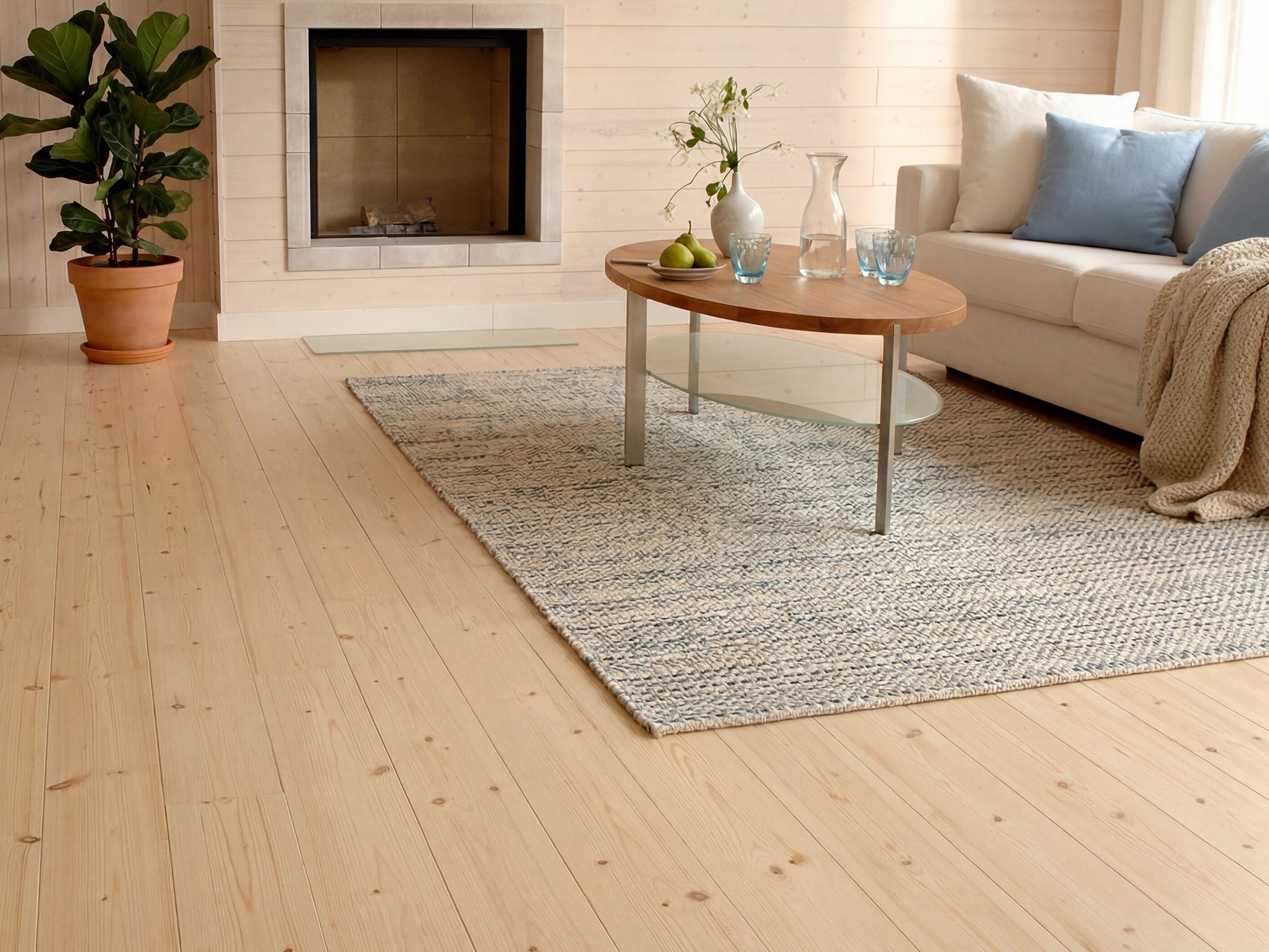 Fichte Massivholzdielen, 21x142 mm, Select, rundum Nut & Feder, mit Microfase Deckbreite 132 mm