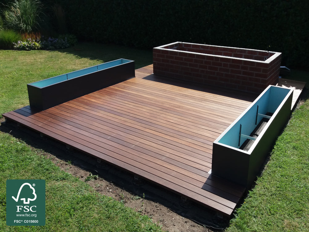 Cumaru Terrassendielen, 21x90 mm, KD, glatt/glatt