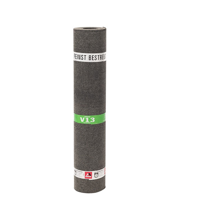 Bitumen-Dachdichtungsbahn V13, 10 m²/Rolle, Glasvlieseinlage, fein besandet, Dachpappe