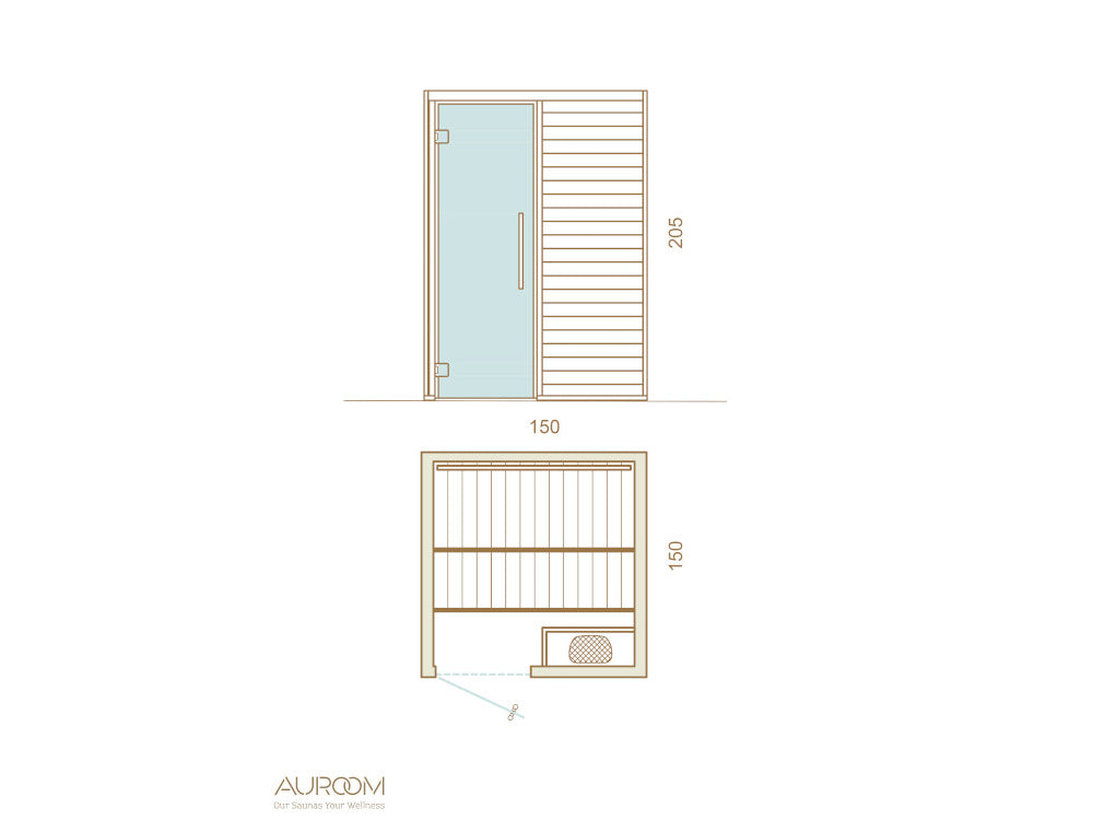 AUROOM Sauna Bausatz "Cala Wood 2" aus Thermoespe, Saunaofen mit integrierter Steuerung, Tiefe: 1,50 m; Breite: 1,50 m; Höhe; 2,05 m – Bild 2
