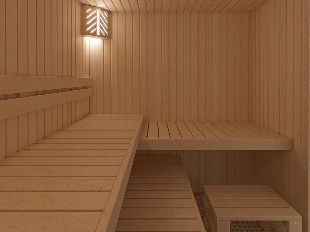 AUROOM Sauna Bausatz "Tradition L" aus Espe, Saunaofen mit externer Steuerung, Tiefe: 2,00 m; Breite: 2,30 m; Höhe; 2,05 m – Bild 3