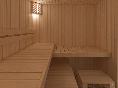 AUROOM Sauna Bausatz "Tradition L" aus Espe, Saunaofen mit externer Steuerung, Tiefe: 2,00 m; Breite: 2,30 m; Höhe; 2,05 m – Bild 3