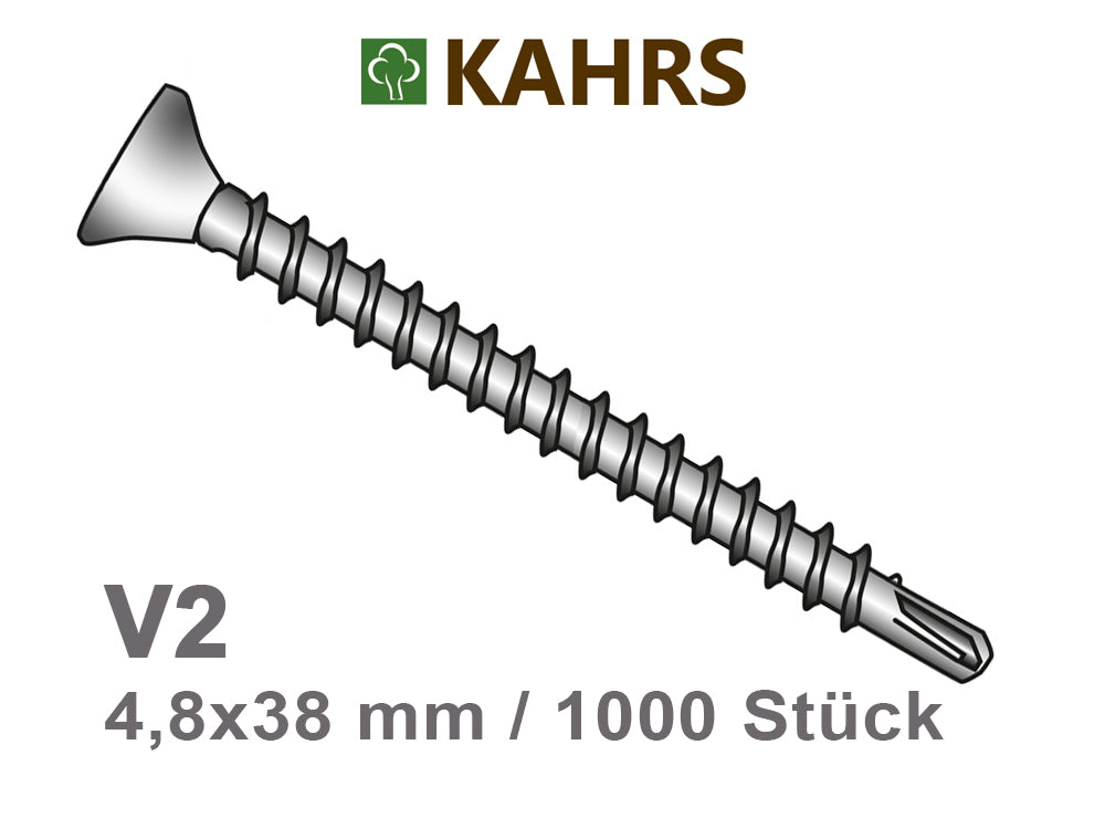 KAHRS Terrassenbohrschraube für Alu-UK 4,8x38 mm, V2A, Kreuzschlitz, 1000 Stück/Pack