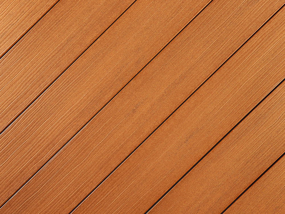 "Die Exklusive" WPC Terrassendielen, 21x162 mm,  Bernsteinbraun, eins. geprägt, matt, Vollprofil
