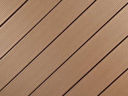 21x139 mm, "Die Kernige", WPC-Terrassendielen, Holzmaserung/fein, terrabraun, Vollprofil