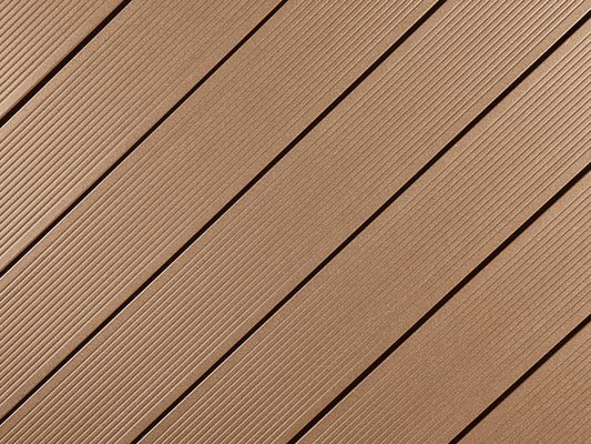 21x139 mm, "Die Kernige", WPC-Terrassendielen, Holzmaserung/fein, terrabraun, Vollprofil