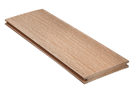 21x139 mm, "Die Kernige", WPC-Terrassendielen, Holzmaserung/fein, terrabraun, Vollprofil