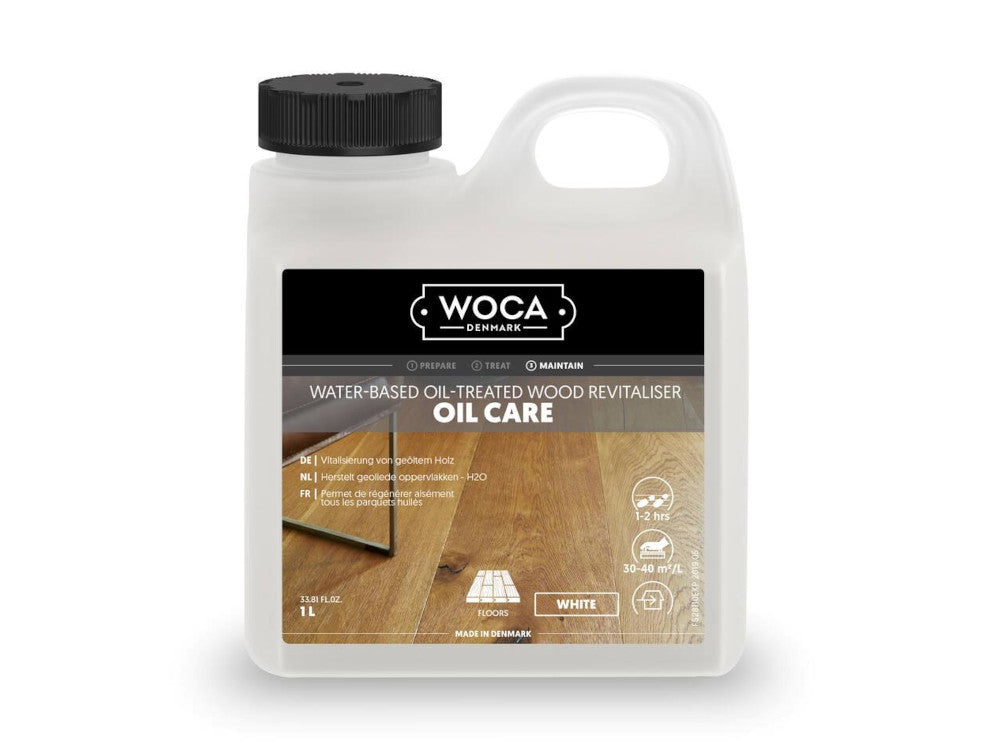 WOCA Öl-Care weiß, 1,0 L, zur regelmäßigen Wartung von naturgeölten Holzoberflächen