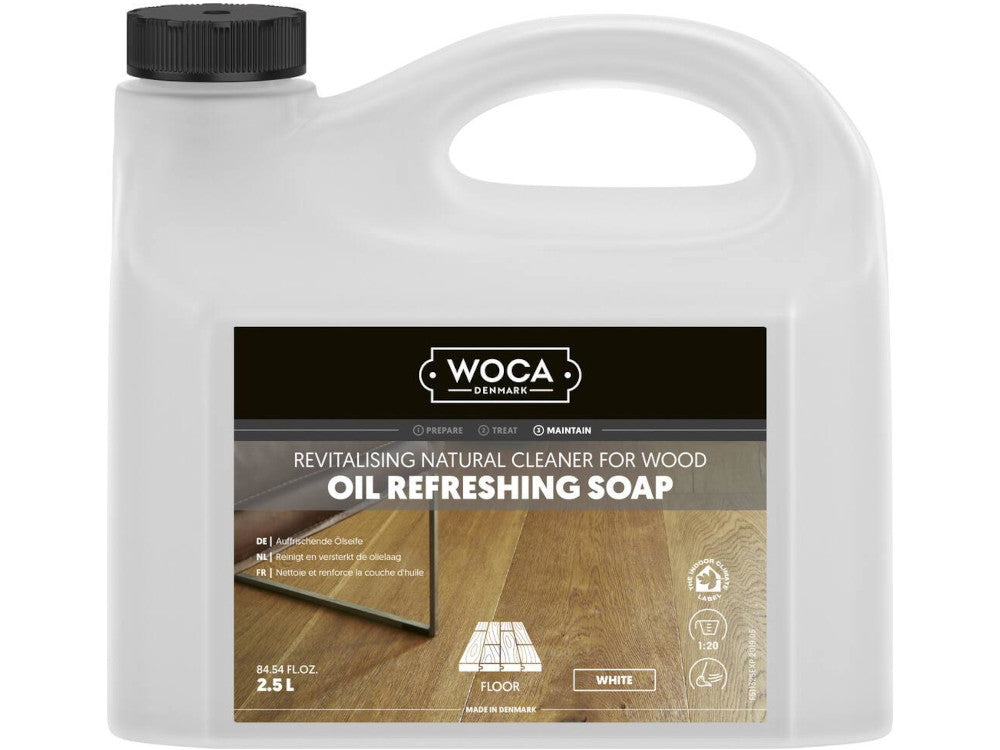 WOCA Öl-Refresher weiß, 2,5 L, zur regelmäßigen Reinigung von weiß geölten Holzoberflächen