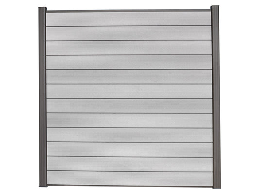 KAHRS WPC Zaunfeld-Set "Lübeck", grau, 12 Zaunbretter 20×161mm, inkl. Alustart- & Endleiste in anthrazitbraun + Fixierun