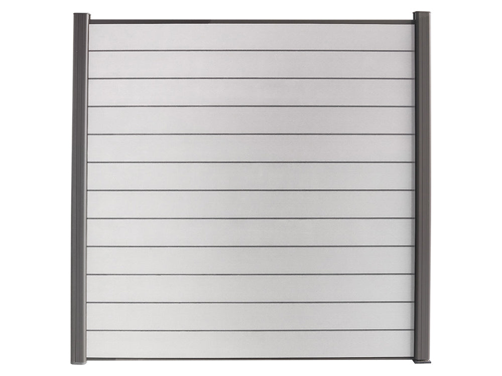 KAHRS WPC Zaunfeld-Set "Lübeck", grau, 12 Zaunbretter 20×161mm, inkl. Alustart- & Endleiste in anthrazitbraun + Fixierun