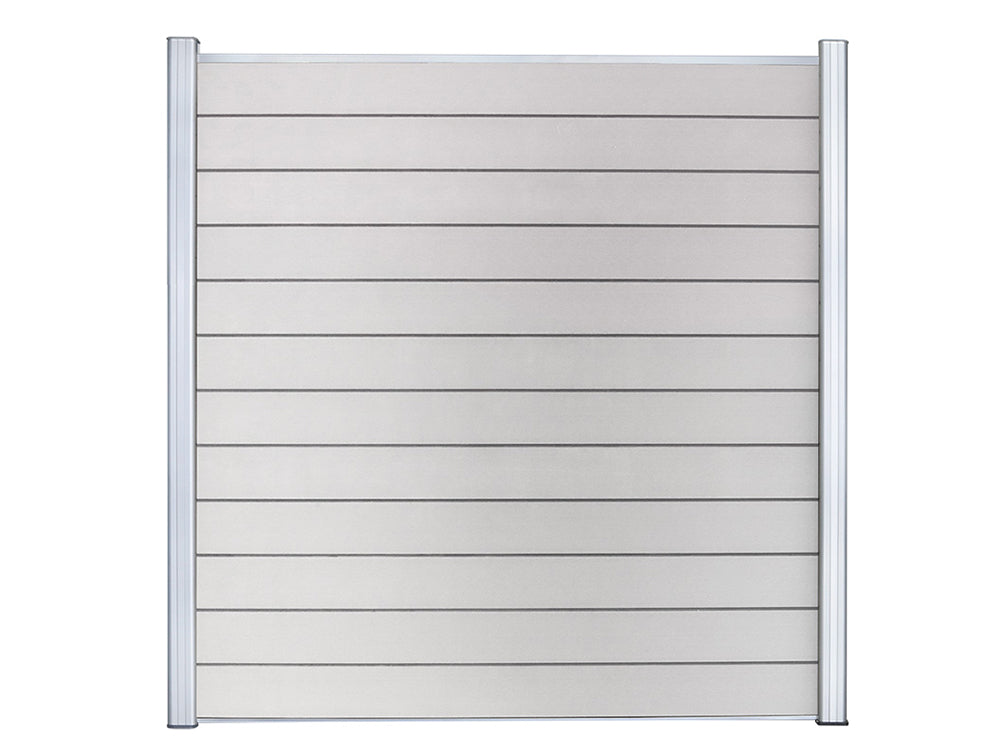 KAHRS WPC Zaunfeld-Set "Lübeck", grau, 12 Zaunbretter 20×161mm, inkl. Alustart- & Endleiste in silber + Fixierungsstange