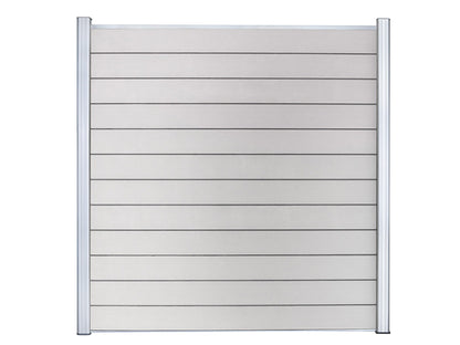 KAHRS WPC Zaunfeld-Set "Lübeck", grau, 12 Zaunbretter 20×161mm, inkl. Alustart- & Endleiste in silber + Fixierungsstange