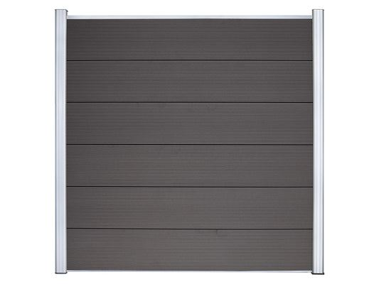 KAHRS WPC Zaunfeld-Set "Lübeck XL", anthrazit, 6 Zaunbretter 20×307mm, inkl. Alustart- & Endleiste in silber + Fixierung