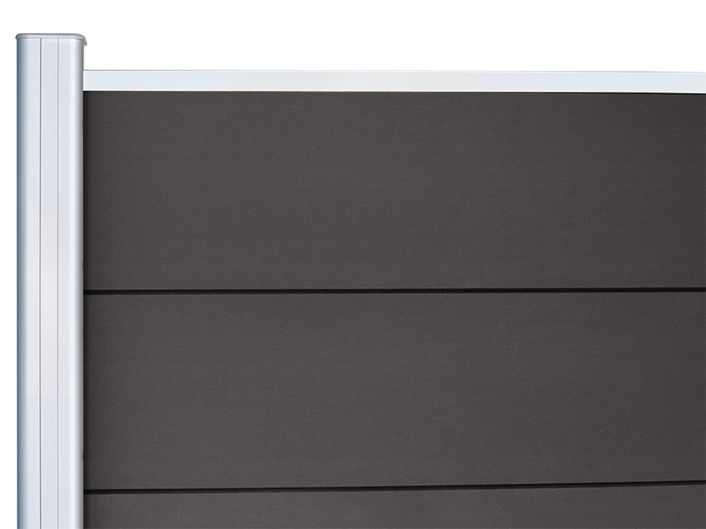 KAHRS WPC Zaunfeld-Set "Lübeck XL", anthrazit, 6 Zaunbretter 20×307mm, inkl. Alustart- & Endleiste in silber + Fixierung