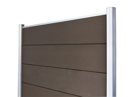 KAHRS WPC Zaunfeld-Set "Lübeck XL", braun, 6 Zaunbretter 20×307mm, inkl. Alustart- & Endleiste in silber + Fixierungssta