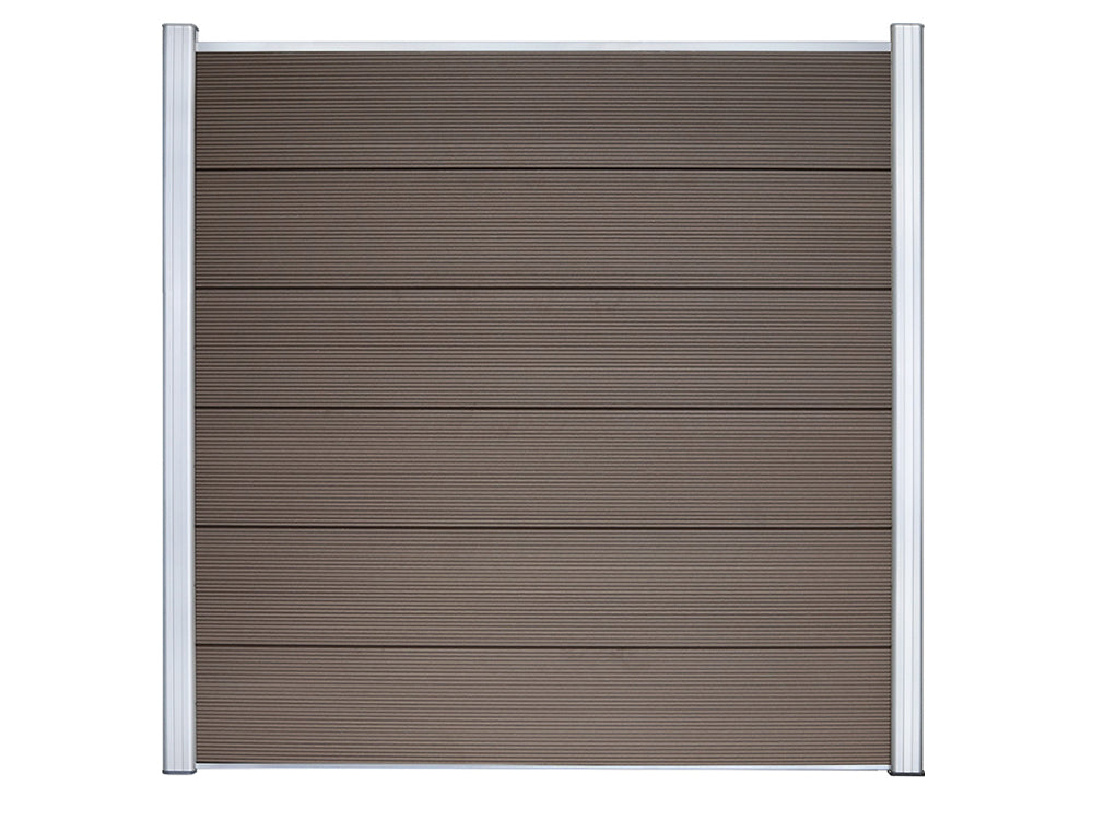 KAHRS WPC Zaunfeld-Set "Lübeck XL", braun, 6 Zaunbretter 20×307mm, inkl. Alustart- & Endleiste in silber + Fixierungssta