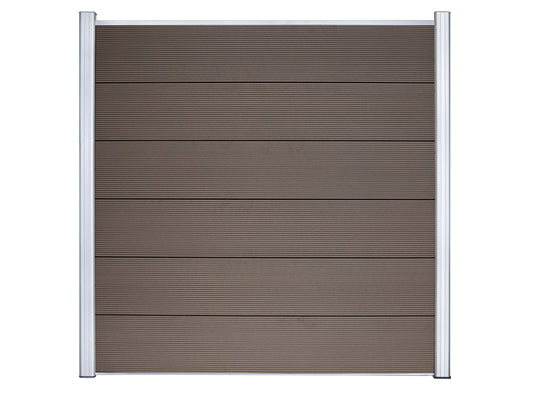 KAHRS WPC Zaunfeld-Set "Lübeck XL", braun, 6 Zaunbretter 20×307mm, inkl. Alustart- & Endleiste in silber + Fixierungssta