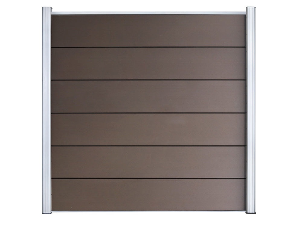 KAHRS WPC Zaunfeld-Set "Lübeck XL", braun, 6 Zaunbretter 20×307mm, inkl. Alustart- & Endleiste in silber + Fixierungssta