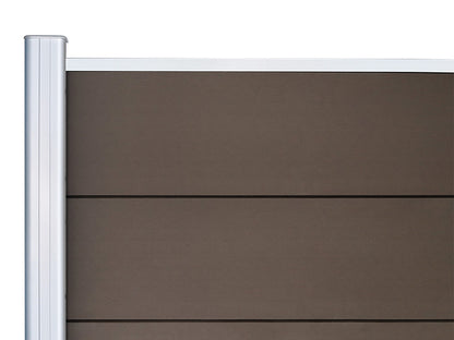 KAHRS WPC Zaunfeld-Set "Lübeck XL", braun, 6 Zaunbretter 20×307mm, inkl. Alustart- & Endleiste in silber + Fixierungssta