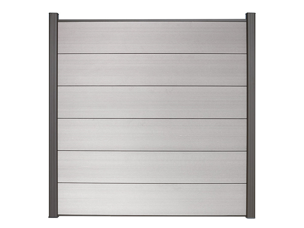 KAHRS WPC Zaunfeld-Set "Lübeck XL", grau, 6 Zaunbretter 20×307mm, inkl. Alustart- & Endleiste in anthrazitbraun + Fixier