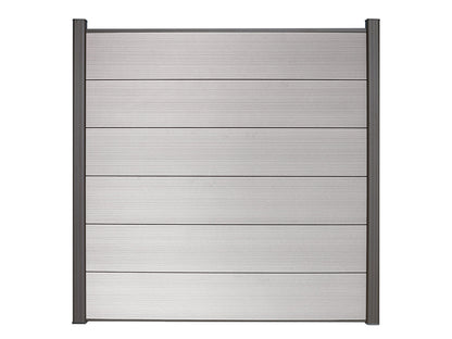 KAHRS WPC Zaunfeld-Set "Lübeck XL", grau, 6 Zaunbretter 20×307mm, inkl. Alustart- & Endleiste in anthrazitbraun + Fixier