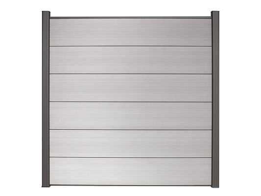 KAHRS WPC Zaunfeld-Set "Lübeck XL", grau, 6 Zaunbretter 20×307mm, inkl. Alustart- & Endleiste in anthrazitbraun + Fixier