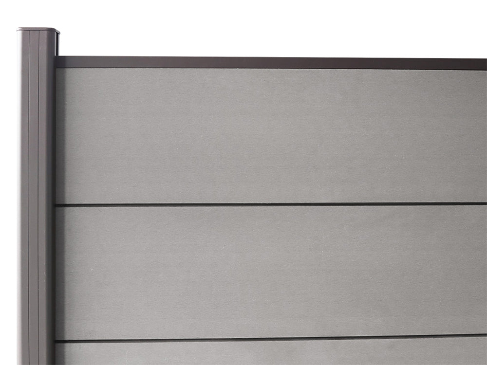 KAHRS WPC Zaunfeld-Set "Lübeck XL", grau, 6 Zaunbretter 20×307mm, inkl. Alustart- & Endleiste in anthrazitbraun + Fixier