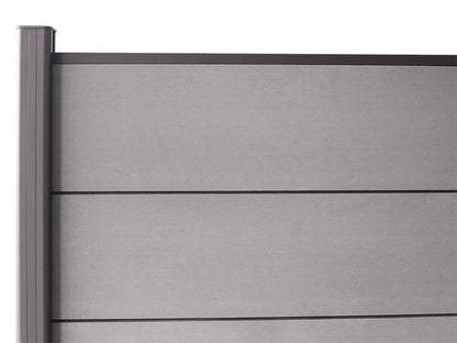 KAHRS WPC Zaunfeld-Set "Lübeck XL", grau, 6 Zaunbretter 20×307mm, inkl. Alustart- & Endleiste in anthrazitbraun + Fixier