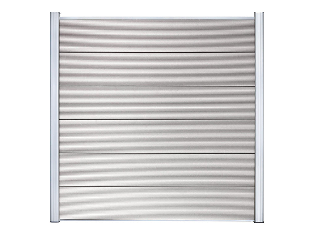 KAHRS WPC Zaunfeld-Set "Lübeck XL", grau, 6 Zaunbretter 20×307mm, inkl. Alustart- & Endleiste in silber + Fixierungsstan