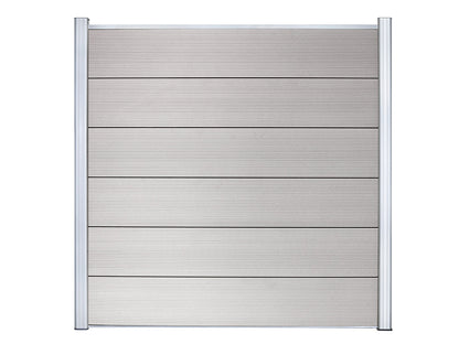 KAHRS WPC Zaunfeld-Set "Lübeck XL", grau, 6 Zaunbretter 20×307mm, inkl. Alustart- & Endleiste in silber + Fixierungsstan