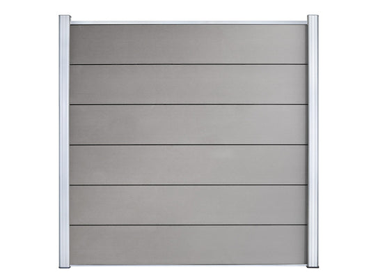 KAHRS WPC Zaunfeld-Set "Lübeck XL", grau, 6 Zaunbretter 20×307mm, inkl. Alustart- & Endleiste in silber + Fixierungsstan