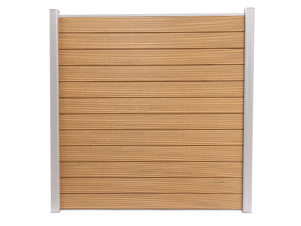 KAHRS WPC Zaunfeld-Set "Berlin", herbstbraun, 12 Zaunbretter 20×161mm, inkl. Alustart- & Endleiste in silber + Fixierung