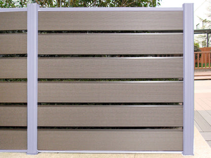 KAHRS WPC Zaunpfostenset 80×80mm, silber Alu, Länge 1,85m, inkl. Kappe + 3 Abdeckleisten