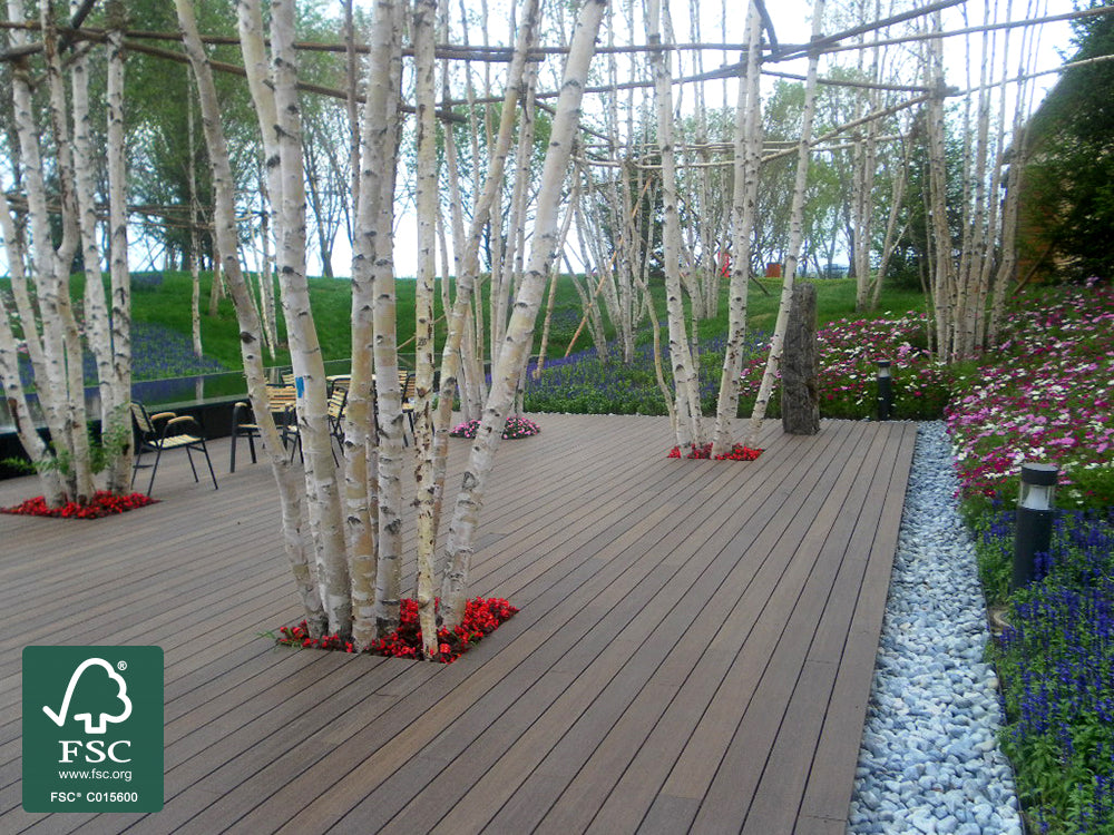 Moso-Bambus Terrassendielen, 20x137 mm  thermobehandelt, fein/glatt, roh, 3 Stk./Bund, seitlich genutet, stirnseitig Nut & Feder