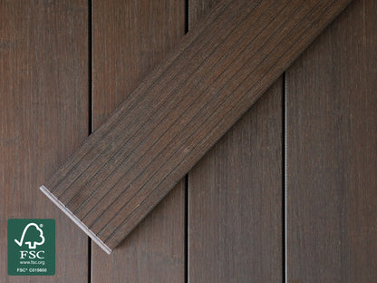 Moso-Bambus Terrassendielen, 20x137 mm  thermobehandelt, fein/glatt, roh, 3 Stk./Bund, seitlich genutet, stirnseitig Nut & Feder