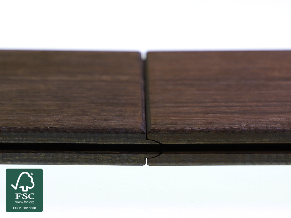 Moso-Bambus Terrassendielen, 20×137mm thermobehandelt, fein/glatt, roh, 3 Stk./Bund, seitlich genutet, stirnseitig Nut & Feder