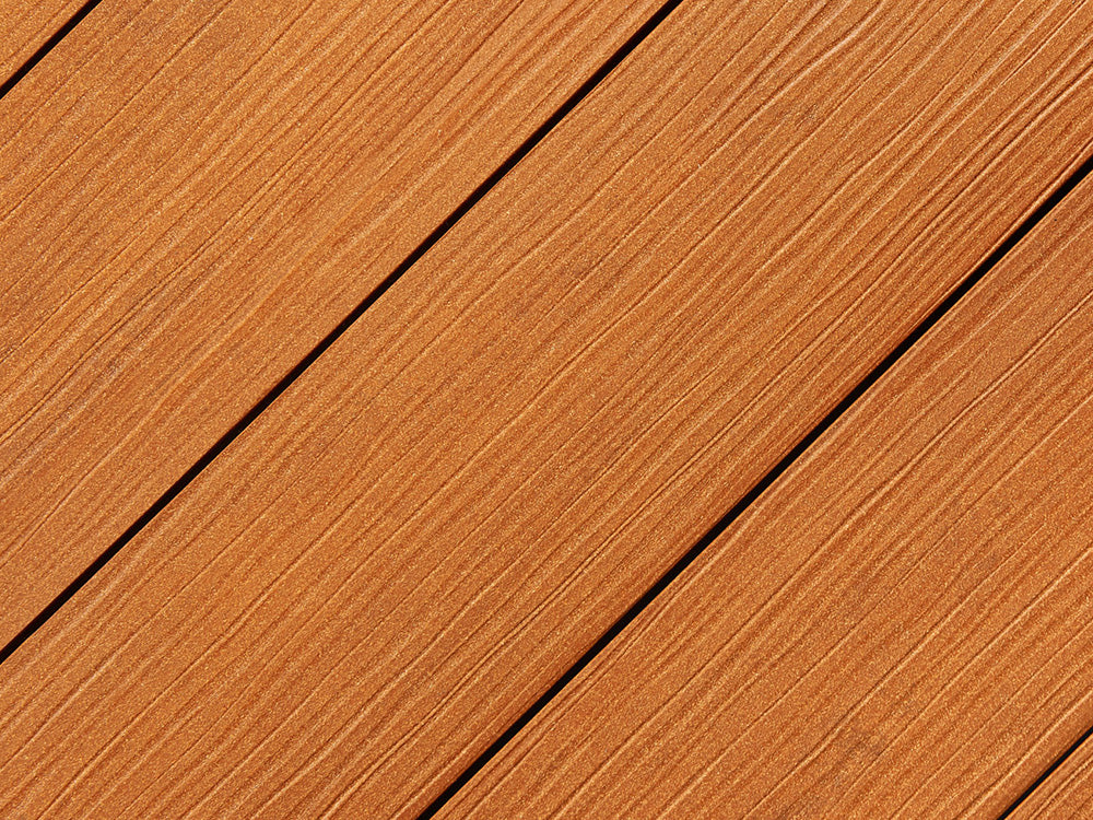 "Die Exklusive" WPC Terrassendielen, 21x200 mm, Bernsteinbraun, eins. geprägt, matt, Vollprofil