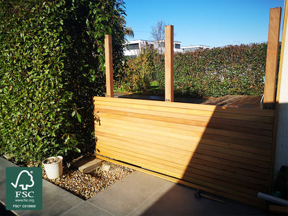 Garapa Rhombusleisten, 20x65 mm, KD, 15° Schräge, gehobelt, Kanten gerundet