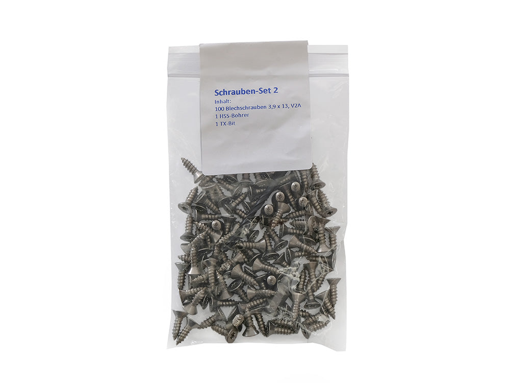 Kovalex® Schraubenset 2 für Dielenclip auf Alu-UK, 100 Schrauben 3,9x13 mm, V2A, Senkkopf, 1 Bohrer 3,2 mm, 1 Bit TX15